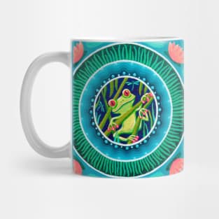 Green Tree Frog and Lotus Lilies Mug